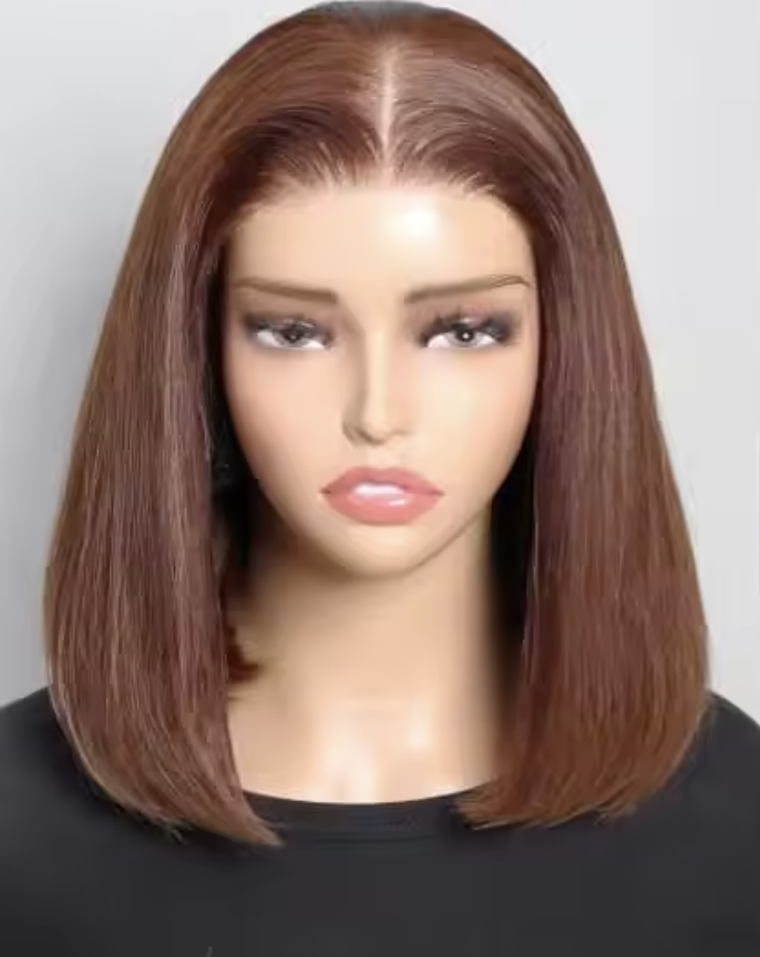 13x4 Lace Frontal #33 Reddish Brown Straight Bob Glueless Wig