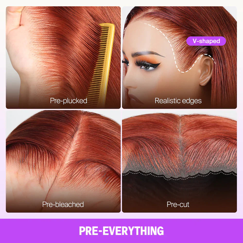 13x6 Reddish Brown 360 Full Lace Glueless Wigs Straight