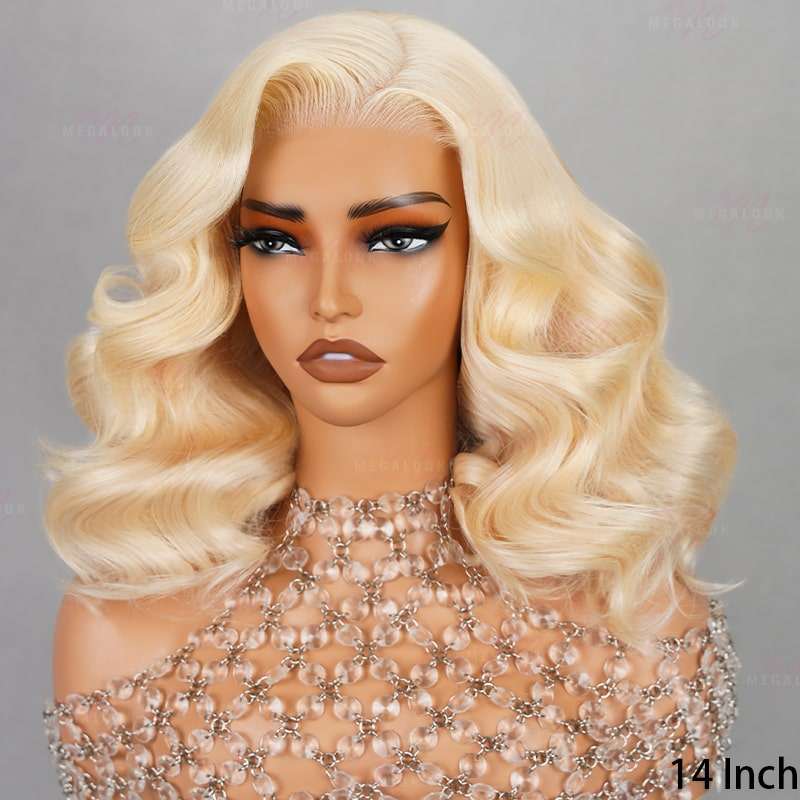 61B Blonde 6x5 Pre-cut Short Bob Wavy Glueless Wig